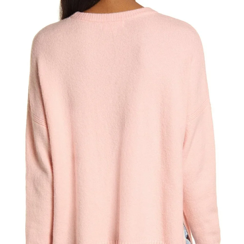 Treasure & Bond Women's Size XXS Crewneck Pullover Sweater Pink Lotus Stretch